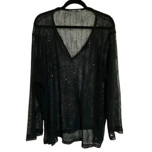 Black with glitter sheer knit 2X tunic top